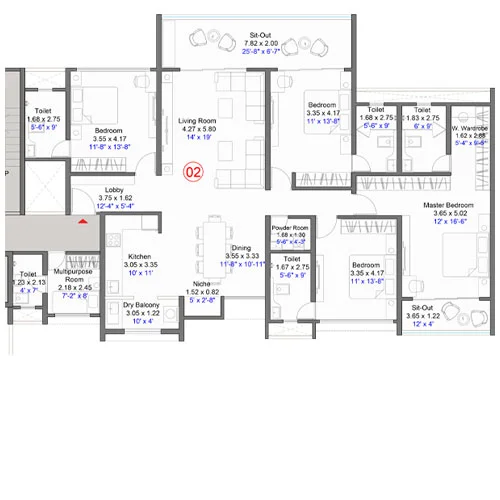 Kohinoor Satori Mahalunge 4BHK Floorplan